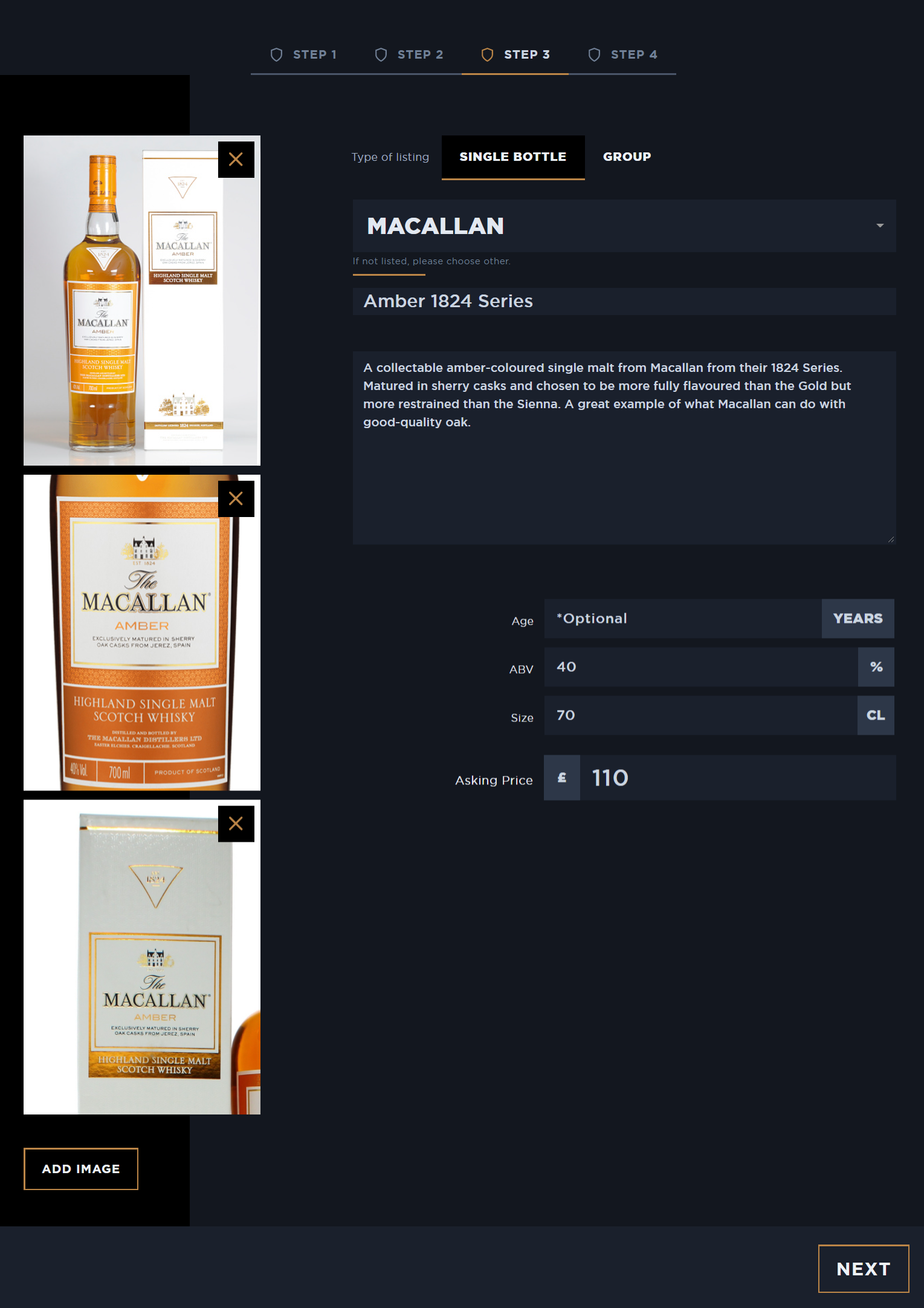Whisky Locker Finalise your listing