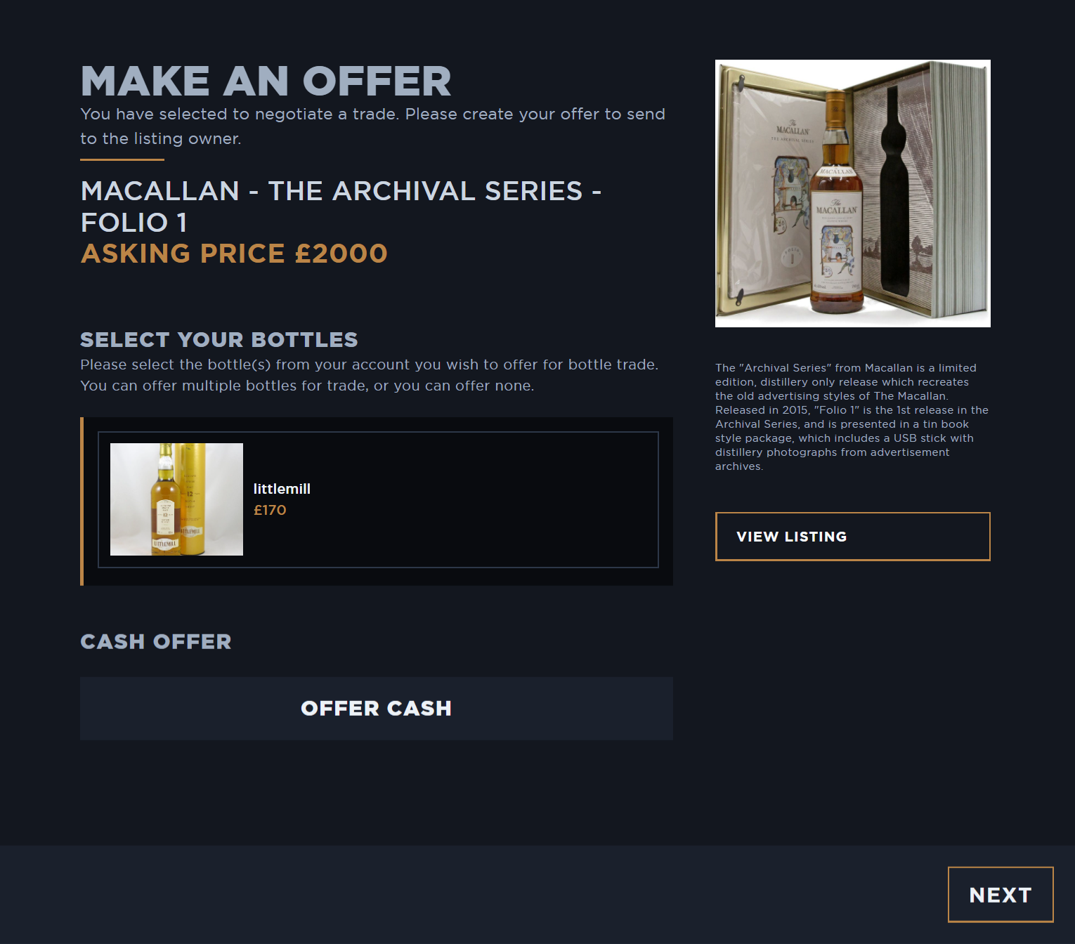 Whisky Locker Construct your offer